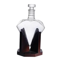 750 ml Herzform Diamond Wine Dekanter Wodka Spirituosengurner Cocktail Glass Whisky Spender Halter Home Party Dekoration 240415