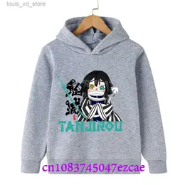 Hoodies Sweatshirts Demon Slayer Spring and Autumn Children Boys and Girls With Hoodie tröja Top Cartoon Printing Childrens Sportwear Coat Baby T240415