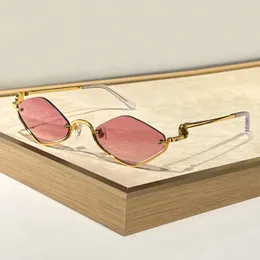 Алмазные солнцезащитные очки Золотые половина рамки/розовые линзы y2k Женщины мужчины Мужчины Летние оттенки солнечные солнечный