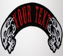 Serin Özel İşlemeli Kafatası Üst veya Alt Rocker MC Biker Yaması Özelleştirme Büyük Boy Ceket Yelek Rozeti 40cm 9631008