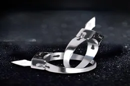 Edelstahlring Geometrisch einfach versteckte Blade Selbstverteidigung einstellbares Offener Ring -Silberpaar Titanstahlring4355812