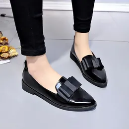 Casual Shoes For Women 2024 High Quality Slip On Women's Flats Autumn Pointed Toe Solid Concise Chunky Heels Office Profession Loafers