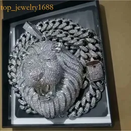 Iced Out Pendant Cuban Link Chain Big Pendants Mens Jewelry Hip Hop Designer Necklace Bling Diamond Lion Animal Rapper DJ Accessories