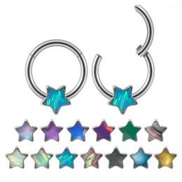 Brincos de garanhão 1pc 16g Opal estrela de estrela articulada anel de septo de aço inoxidável flash nariz cartilagem de breol dai jóias de piercing jóias