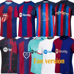 24 25 Barcelonas 125 -årsjubileumströjor 2023 24 Barca Rolling Stone Special Football Shirts Rosalia Motomami Jersey 23/24 Lewandowski Pedri Gavi Joao Felix Shirt