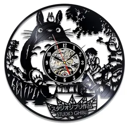 Studio Ghibli Totoro Wanduhr Cartoon Mein Nachbar Totoro Rekord Uhr Wall Uhr Home Decor Weihnachtsgeschenk für Y6609162