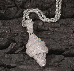 Collana a ciondolo con a cono gelato ghiacciato per uomini donne designer di lusso hip hop bling diamanti dessert pendenti gioielli a catena d'argento7880441