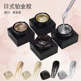 Novo gel de unha flash de estilo japonês gel pintado de unhas metal platinum gel glitter esmalte gel bora