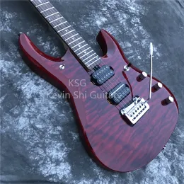 Cables 24 frets transparent red john petrucci signature music man jp6 electric guitar free shipping