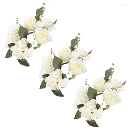 Dekorativa blommor eukalyptus servett ringer ljusstake girland bröllop borddekorationer layout rekvisita