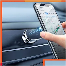 Andere Innenzubehör Magnetic Car Phone Halter Rotatable Mini -Streifenform für mobiles Metall Starker Magnet GPS Mount Cellpho otmku