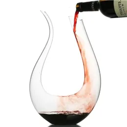 1500ml U Shape Wine Decanter Clear Leadfree Crystal Glass Hand Blown Red Carafe Whiskey Home Wedding Bar Accessory 240415