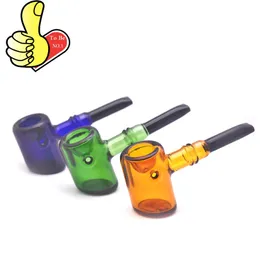 Partihandel Färgglad varumärkesrökning Handrör 4.72 tum Proterabel Tjockt Heady Hammer Glass Tobacco Pipe för torr ört