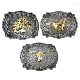 Belts Metal Belt Buckle Big Cowboy Men Long Horn Western Dropship