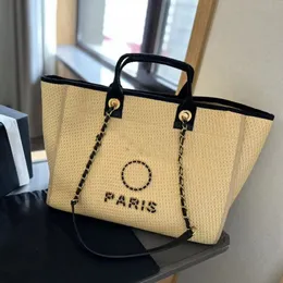 Designer torebka torba plażowa torba crossbody torebki słomiane trawy tkanin tkanin rafia łańcuch wakacyjny luksusowe torebki