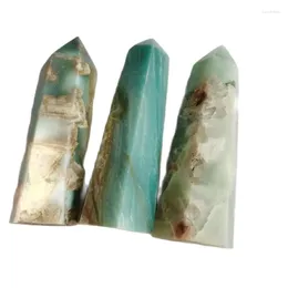 Dekorative Figuren natürliche karibische Calcit -Quarzkristallpunkt Blau Eins terminiertes Turm Chakra Heilung Gemstone Home Decor 1pc