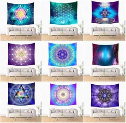 Regenbogengalaxie Astrologie Wandteppiche und Energiemedizin Blume des Lebens Seher Geometrie Symbol Muster Druck Polyester Wand Deco9075217