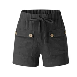 Shorts da donna Beach Women Women High Welf Casual Comfy Cotton Button Summer con le tasche calzature sciolte pantaloni corti