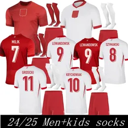 2024 2025 Nya Polens Lewandowski Soccer Jerseys Polonia 23 24 Krychowiak Grosicki Zielinski Milik Zalewski Szymanski Polish Shirt Fan Player Men Kids Kit Kit Kit