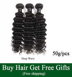 RAW Indian Virgin Hair Vendors Water Wave Human Hair Weaves 번들 저렴한 브라질 페루 말레이시아 Remy 머리 확장 Deep W8780039