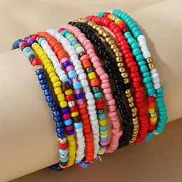 Charm Bracelets Kymyad (12pcs /Set) Harzreisperlen für Frauen Boho Ethnic Schmuck handgefertigtes Mehrschicht -Elastizitätsarmband Sets