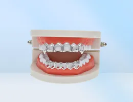 Nowy Hip Hop Custom Fit Grill Sześć pustych otwartych twarzy złota usta Grillz Caps górne dno z silikonowymi zębami wampirów set9051954