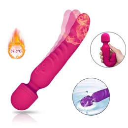 Podgrzewanie Dual Vibrator AV Magic Różdżka dla dorosłych zabawki seksualne dla kobiety 7 Tryby prędkości silikonowe dildo gspot wibrujący masturbator 240412