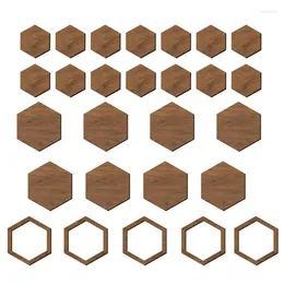 Dekorative Figuren 27pcs Hexagon Nicht -Slip -Holzdekorationen Wandkunst 3d Tapete Wandbilder Abziehbilder DIY für Möbel Wohnzimmer