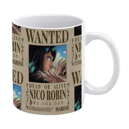 Mugs Nico Robin 1st Wanted Poster-one Piece White Mug Good Quality Print 11 Oz Coffee Cup Anime Tard Manga Japan Eiich