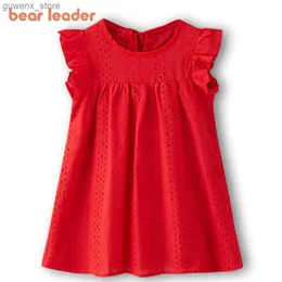 Mädchenkleider Bär Leader Girls Kleid neue Sommermarke Mädchen Kleid lässige Kinder Prinzessin Kleid Hollow Party Kleid Kinder Kleidung für 3 7y Y240415