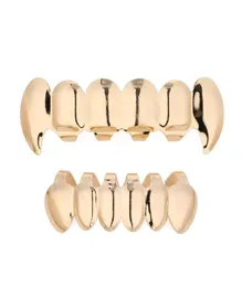 Gold Silver Ploted Top Bootom Vampire Denti Grillz Protector Halloween Christmas Party Vampire Fangs Grills Set1755071