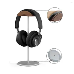 Dekorative Teller schwarzer Walnussholz -Holz Aluminium Kopfhörerständer Nature Gaming Headset Halter mit soliden Metallbasis für Tischschreibtisch Display