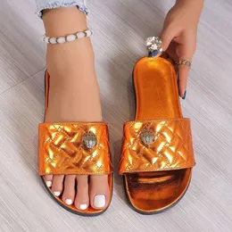 Sandali di kurt geiger con emblema scivoli di lusso kurt geiger infrasoli flop sandali da donna cucitura di lussuoso scarpone arcobaleno vetrini scarponi piatti 47