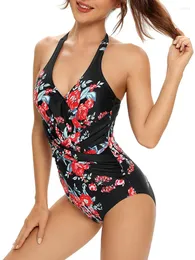 Swimwear's Swimwear In-X Stampa floreale con costume da bagno One pezzi Halter Black Women 2024 più dimensioni Sumping Baming Bareding