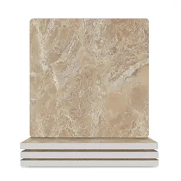 Tischmatten abstrakte zeitgenössische Creme Beige Sandstein Granit Marmor Keramik Untersetzer (quadratische) Teebechhalter