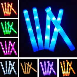 LED Glow Sticks Buntes RGB Fluoreszenz Luminous Foam Stick Cheerrohr glühend Licht für Hochzeits Geburtstagsfeier liefert Requisiten LT917