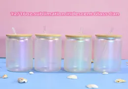 Nuovi bicchieri da 12 onblimazione da 12 once da 16 once in vetro iridescente in vetro arcobaleno luccichio di bicchiere di vetro di bicchiere di bicchiere di bicchiere con brink -glassone con BA4617203