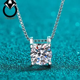 كلاسيكي Tauren Pendant 925 Sterling Silver Plated PT950 Gold Live Broadcast Simple 1 Ct Morsonite Netlace Lendant Female