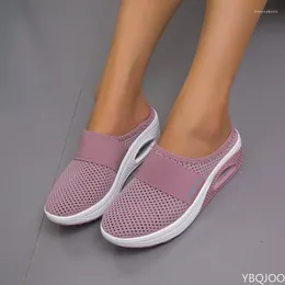 Sıradan Ayakkabı Hava Yastığı Slip-On Kadınlar Yürüyen Ortopedik Diyabetik Bayanlar Platformu Mules MeSh Hafif Terlik Kama Kadın Sneaker