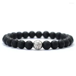 Charm Armbänder minimalistische Basketballarmband Männer 8 mm natürlicher Lava Onyx Tiger Augen Bracett Kupfer Perlen Braslet Braccialetti Uomo Pulseras