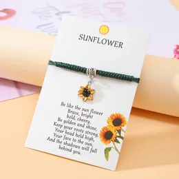 Charm Bracelets Simple Sunflower Inspirational Set Versatile Alloy Drip Oil Weaving Wholesale