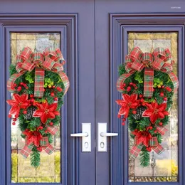 Flores decorativas Big arco de chão de natal grinaldas penduradas guirlanda vermelha pinheiro ornamento rattan Navidad wincown natal ano decoração gota gota
