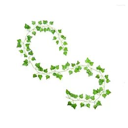 Flores decorativas Vides verdes Seda de seda Ivy Garland 12 pacote 2,2m Folhas falsas para parede de casamento e decoração de casa