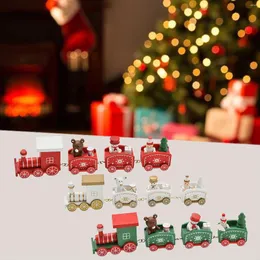 Decorative Figurines Christmas Decorations Wood Small Train Children Kindergarten Festive Fashionable And Simple Home Goods 2024