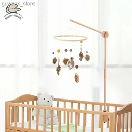 Mobiles# Baby Rattle Toy 0-12 Months Felt Wooden Mobile Newborn Music Box Crochet Bed Bell Hanging Toys Holder Bracket Infant Crib Toy Y240415Y240417TN0R