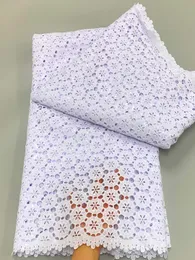 Pure White Nigerian Water Loluble Sequins Lace Fabric 2024 Högkvalitativ afrikansk guipure sladd spets tyg för kvinnliga festklänningar 240408