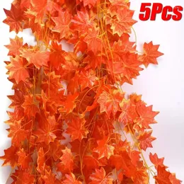 장식용 꽃 5/1pcs 인공 실크 가을 가을 포도원 장식 잎 끈 매달린 홈 정원 장식