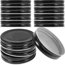 Dinnerware 12 PCs One Body Mason Jar tampa de 70 mm de boca padrão selado (70mm preto) 36pcs podem abranger tampas à prova de vazamento de lata