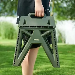 Portable Outdoor Folding Stool Camping Fishing Chair High Load-Bearing Reinforced PP Plastic Triangle Stool 240412