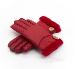 New Warm winter ladies leather gloves real wool women 100323s5775965